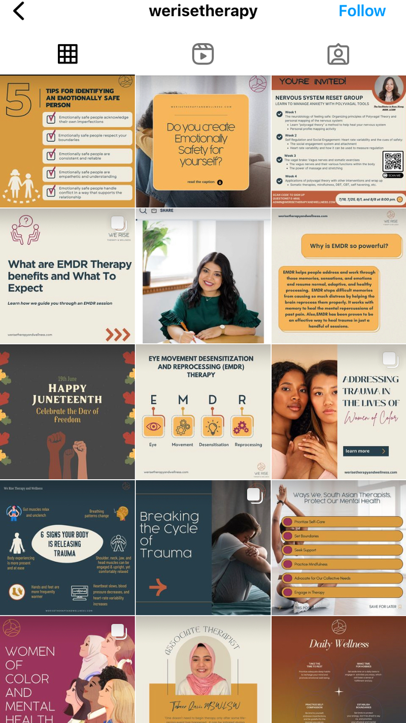 werisetherapy Instagram managed by Fill Your Cup